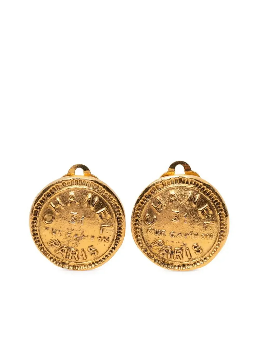 Chanel Vintage Earrings Logo Gold-Tone #246969C67B